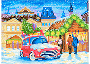 Канва/ткань с рисунком М.П.Студия СК-075 "Рождественская ярмарка"