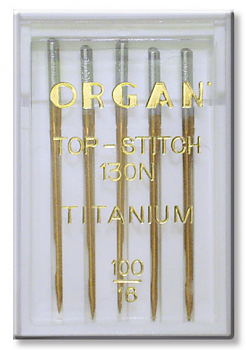 Иглы для швейных машин Organ TOP STITCH Titanium №100 5 шт 5616100