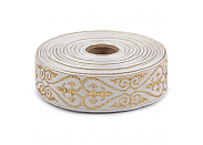 Жаккардовая лента Gamma С3104Г17 рис.9793 белая/золотая