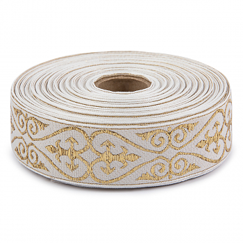 Жаккардовая лента Gamma С3104Г17 рис.9793 белая/золотая